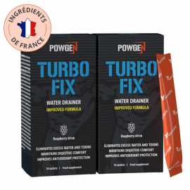 Turbo Fix | 1+1 OFFERT | Fitness diurétique | Élimine l'eau en excès | Programme de 20 jours | Saveur de framboise | 2x10 sachets | PowGen.