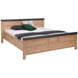 Hom`in POSTEĽ, 180/200 cm, tmavosivá, dub artisan.