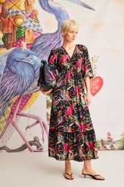 Šaty Medicine čierna farba, maxi, áčkový strih.