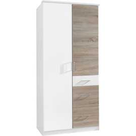 Carryhome SKRIŇA S OTOČNÝMI DVERAMI, biela, farba duba, 90/199/58 cm.