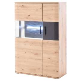 Livetastic VYSOKÁ KOMODA, antracitová, číra, farba duba, 90/134/37 cm.