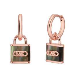 Michael Kors Pozlátené kruhové náušnice s perleťou Kors Lock MKC1743TL791.