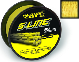 Black cat splietaná šnúra s-line žltá 3000 m - priemer 0,42 mm nosnosť 45 kg.