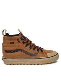 Vans MTE Sk8-Hi DR Waterproof 45. Štýl a ochrana do každého počasia Zostaňte v suchu a teple so zimnými topánkami Vans MTE Sk8-Hi DR Waterproof . Tieto topánky kombinujú ikonický štýl Vans s praktickými funkciami, ktoré vás ochránia pred dažďom, snehom a chladom. Ideálna voľba na každodenné nosenie za každého počasia. Výhody  Nepremokavosť: Technológia HydroGuard™ 360° udrží vaše nohy v suchu, aj keď vonku leje ako z krhly. Tepelný komfort: Izolácia PrimaLoft® vás udrží v príjemnom teple bez hromadenia vlhkosti vo vnútri. Bezpečný krok: Podrážka All-Trac™ poskytuje skvelú trakciu, či už ste na mokrom chodníku alebo na zľadovatenej ceste. Celodenný komfort: Medzipodrážka UltraCush™ poskytuje mäkký došľap a pohodlie pri každom kroku.   S topánkami Vans MTE Sk8-Hi DR Waterproof si štýlovo poradíte s každým počasím. Či už sa chystáte do mesta, na prechádzku alebo za dobrodružstvom - tieto topánky vás nesklamú!Vrch - textília a brúsená koža  Ponúka výhodný pomer priedušnosti a odolnosti. Textília sa vyznačuje dobrou priedušnosťou a odolnosťou. Brúsená koža celú konštrukciu ešte viac spevňuje, pretože nemá konkurenciu v odolnosti.Medzipodrážka  UltraCush™ je ako vankúš pre vaše nohy - mäkká, pohodlná a vždy pripravená podporiť vás na každom kroku. Už žiadne sťažovanie sa na tvrdú podrážku, táto vychytávka vám vychádza v ústrety. S technológiou UltraCush™ sa budete cítiť, akoby ste kráčali po obláčiku, nie po dlažbe! Jediný All-Trac. Určené pre dobrodruhov, ktorých nezastaví žiadny terén. Táto technológia od spoločnosti Vans poskytuje vysoko výkonnú trakciu na každom povrchu - od mokrej trávy až po zľadovatené chodníky. Technológia All-Trac zaručuje, že sa vám nohy nezošmyknú, či už ste na túre, alebo len bojujete s dažďom na ceste do práce. Je to univerzálna priľnavosť, ktorá vám dodá istotu a stabilitu v náročných podmienkach a udrží vás v pohybe bez ohľadu na to, čo vám matka príroda postaví do cesty.Vložka UltraCush® je špeciálna penová technológia od spoločnosti Vans, ktorá poskytuje maximálne odpruže