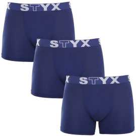 3PACK moške boksarice Styx dolge športne elastične temno modre (3U968) M.
Privoščite si udobje, ki traja ves dan, z moškimi boksericami Styx.
Kakovosten material za največje udobje
Boksarice so izdelane iz vrhunske mešanice bombaža in umetnih vlaken.
Praktična zasnova in češka natančnost
Boksarice Styx imajo podaljšane noge, ki zagotavljajo dodatno oporo in preprečujejo drgnjenje stegen, kar boste cenili pri športu in dolgih seansah v pisarni ali avtomobilu.
Zakaj izbrati boksarice Styx

Češka kakovost: Zasnovan in izdelan je na Češkem, kar zagotavlja vrhunsko kakovost izdelave.
Vrhunski materiali: Kombinacija bombaža, modala in elastana za največje udobje.
Univerzalno oblikovanje: Podaljšane noge in elegantna športna elastika za vsako priložnost.

Spodnje perilo Styx je eno izmed najbolj priljubljenih
Češka blagovna znamka Styx je med kupci znana predvsem po kratkih hlačah z novimi vzorci v živahnih barvah.
Kako pravilno skrbeti za bokserje Styx?

Pralnica: Perite pri 30 °C z blagim pralnim sredstvom, da material ostane mehak in udoben.
Sušenje: Ni priporočljivo sušiti v sušilnem stroju, za ohranitev oblike bokserjev pa jih sušite na zraku.
Likanje: Po potrebi likanje izvajajte na nizki temperaturi, da ohranite mehkobo materiala.

Nasvet: Postanite strokovnjak za vzdrževanje spodnjega perila z z nasveti v našem članku in svojim najljubšim kosom zagotovite nego, ki si jo zaslužijo.