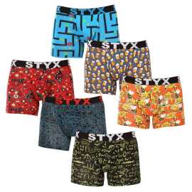 6PACK pánske boxerky Styx long art športová guma viacfarebné (6U12697124/2) XXL, trenky.
Vneste do svojho šatníka nádych originality s pánskymi boxerkami Styx.
Kvalitný materiál a dokonalý strih
Boxerky Styx sú vyrobené z kvalitnej bavlny s prímesou elastanu.
Športový elastický materiál pre maximálne pohodlie
Priliehavé boxerky majú v páse športovú gumu s logom, ktorá nielenže skvele vyzerá a dodáva spodnej bielizni moderný vzhľad, ale zároveň udrží všetko na svojom mieste bez nepríjemného zaškŕňania.
Prečo si boxerky Styx zamilujete na prvé vyskúšanie

Originálny dizajn.


Maximálne pohodlie vďaka kvalitným materiálom.


Tkaná guma a maximálne pohodlie.

Veselá spodná bielizeň Styx vám zaručene zdvihne náladu
Spodná bielizeň Styx hýriaca farbami vám zaručene rozžiari deň a stane sa vaším obľúbeným partnerom v nepohodlí.
Ako sa starať o boxerky Styx
Aby vám boxerky vydržali čo najdlhšie, dodržiavajte tieto pokyny:

Pranie: Boxerky perte pri maximálnej teplote 30 °C.


Sušenie: Odporúčame sušenie na vzduchu alebo v bubnovej sušičke pri nízkej teplote, aby sa nepoškodil elastan.


Žehlenie: V prípade potreby žehlite pri nízkej teplote, najlepšie naruby, aby ste nepoškodili potlač.

Tip: Nájsť ten správny kus spodnej bielizne, ktorý vám dokonale padne, môže byť náročné.
