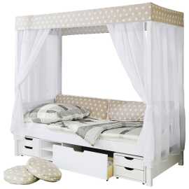 MID.YOU POSTEĽ S NEBESAMI, 90/200 cm biela, béžová.