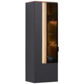 Dieter Knoll ZÁVESNÁ VITRÍNA, antracitová, farba duba, 45,6/139,4/36 cm.