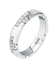 Trussardi Krásny oceľový prsteň s kryštálmi T-Logo TJAXC89 58 mm.