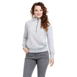 Bushman Dámska mikina Lindsey, sivá S.
 Tento kúsok ťa bude sprevádzať zimou spoľahlivo a rád ????.
 &nbsp;
 Špecifikácia: 
 
 	87 % bavlna, 12 % polyester, 1 % viskóza
 	300 g/m2
 	polozapínacia&nbsp;
 	french terry
 	RIB
 	finálne opranie
 	dve bočné vrecká