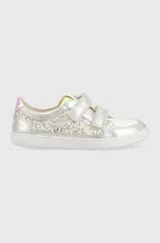 Detské kožené tenisky Shoo Pom strieborná farba.