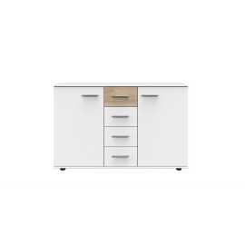 Carryhome KOMODA, biela, farba duba, hikória, 130/83/41 cm.