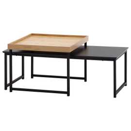 MID.YOU SADA ZASÚVACÍCH STOLÍKOV, čierna, farba duba.