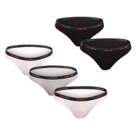 5PACK Damen Slips Calvin Klein mehrfarbig (QD5323-WBT) XXL.
Verleihen Sie Ihrer Garderobe einen Hauch von Luxus und Exklusivität mit den Damenhosen von Calvin Klein in schlichter Farbgebung.
Hochwertiges Material für ganztägigen Komfort
Calvin Klein Höschen sind aus einer hochwertigen Baumwoll-Elastan-Mischung gefertigt und bieten Weichheit, Atmungsaktivität und ein ganztägiges Hautgefühl.
Elegantes Design und praktischer Schnitt
Der gewebte Gummizug mit dem kultigen Logo verleiht ihm einen luxuriösen Touch.
Warum ein Calvin Klein-Höschen?

Hochwertiges Material für ultimativen Komfort und eine perfekte Passform.


Zeitloses Design mit kultigem gewebtem Gummi.


Eine gute Wahl für den Alltag und besondere Anlässe.

Calvin Klein Unterwäsche wird von Menschen auf der ganzen Welt geliebt
Die außergewöhnliche Unterwäsche von Calvin Klein gehört zu den Aushängeschildern der Modeindustrie.
Pflegehinweise für Calvin Klein-Slips
Befolgen Sie diese einfachen Schritte, um Qualität und Komfort zu erhalten:

Wäscherei: Bis zu einer Höchsttemperatur von 30 °C.


Trocknen: Sie können die Höschen auf niedriger Stufe im Wäschetrockner trocknen oder an der Luft trocknen lassen, ohne dass sie direktem Sonnenlicht ausgesetzt sind, damit die Farben intensiv bleiben.


Bügeln: Bügeln ist nicht nötig, was Zeit spart.

Tip: Die Suche nach Ihrer Lieblingsunterwäsche kann sehr langwierig sein, deshalb möchten wir, dass Ihre Lieblingsstücke lange halten.