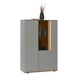 Dieter Knoll VYSOKÁ KOMODA, farba duba, svetlosivá, 92,9/136,6/42 cm.