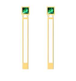 Preciosa Pozlátené oceľové náušnice Straight so zeleným krištáľom Preciosa 7393Y66.