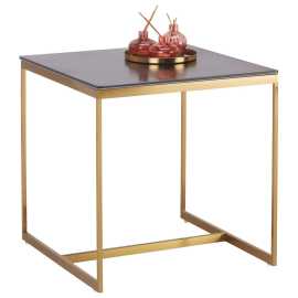 KONFERENČNÝ STOLÍK, čierna, zlatá, kov, sklo, keramika, 55/55/55 cm.