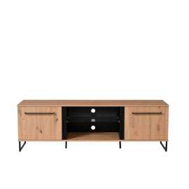 Xora NÍZKA KOMODA, čierna, farba duba, 170,5/54/42 cm.