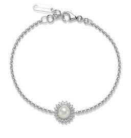 Brosway Trblietavý strieborný náramok s perlou Infinite White Fancy FIW138.