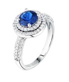 Morellato Blyštivý strieborný prsteň s modrým zirkónom Tesori SAIW27701 56 mm.