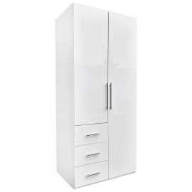 Carryhome ŠATNÍKOVÁ SKRIŇA, biela, biela s vysokým leskom, 98/219/59 cm.