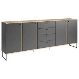 Xora ŠIROKÁ KOMODA, antracitová, farba duba, 225/89/38 cm.