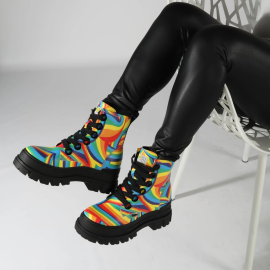 BUFFALO Aspha Lace Up Hi - Vegan Nappa - Black Rainbow 39.